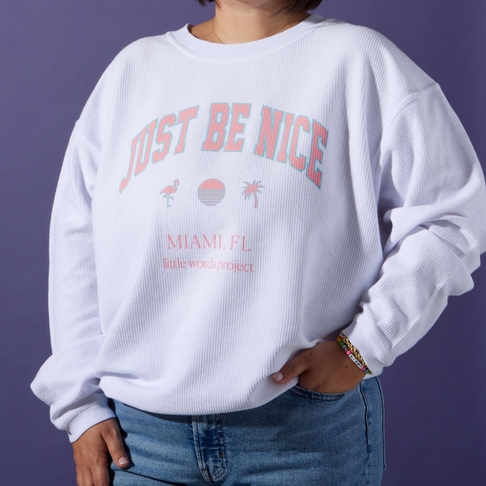 Little Words Project 'Just Be Nice' Cotton Long Sleeve Top (Miami) - XL